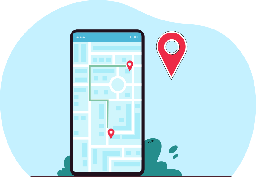 Illustration of a smartphone sharing directions.