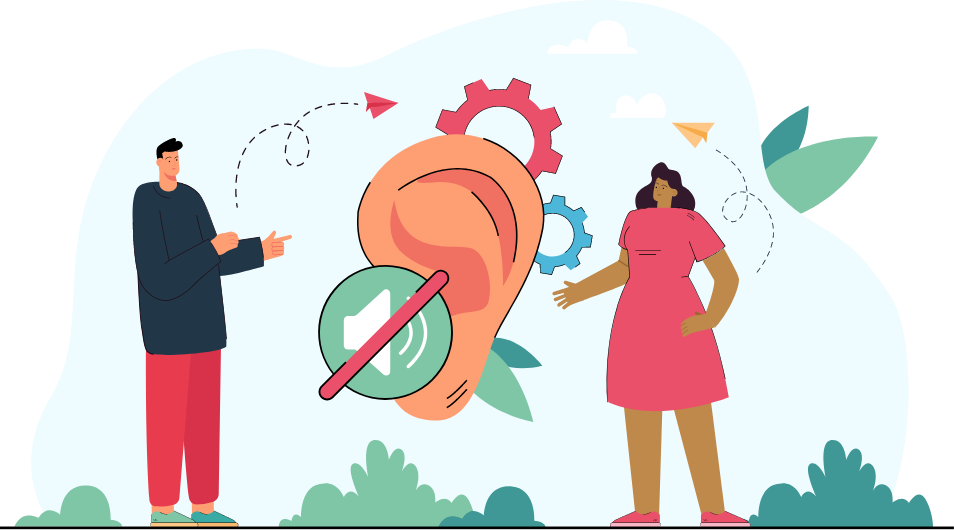 Illustration relaying audio accessibility options.